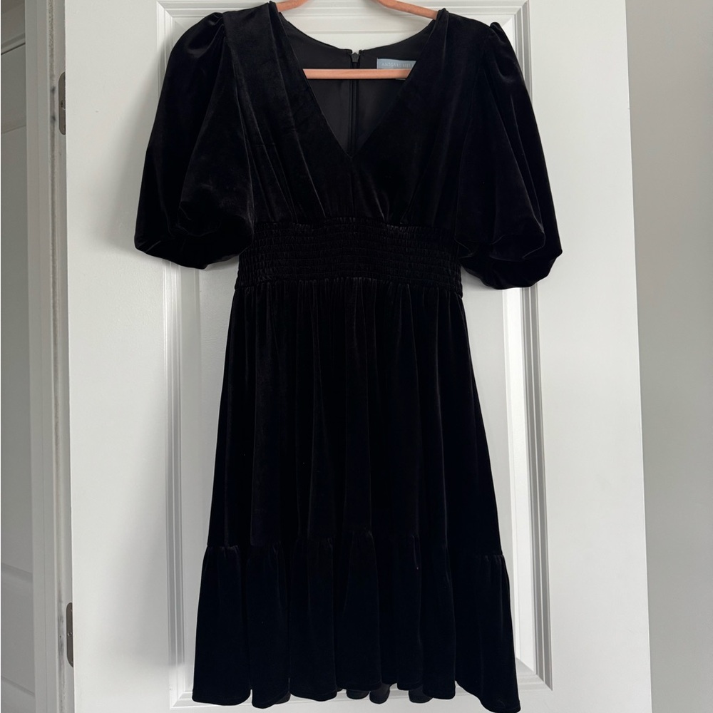 ANTONIO MELANI Black Velvet midi Dress size 2